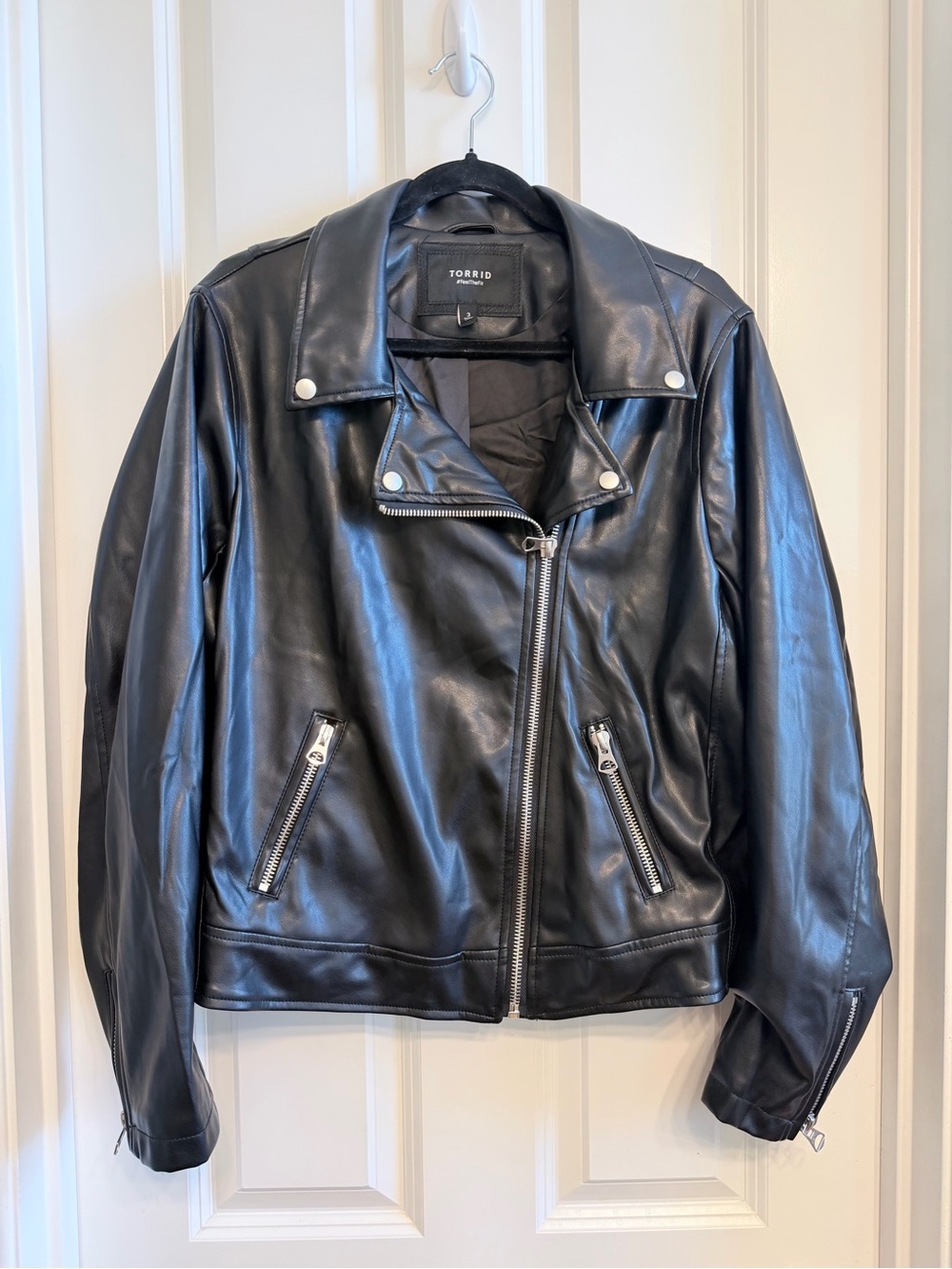 Torrid Black Faux Leather Moto Jacket Size 3